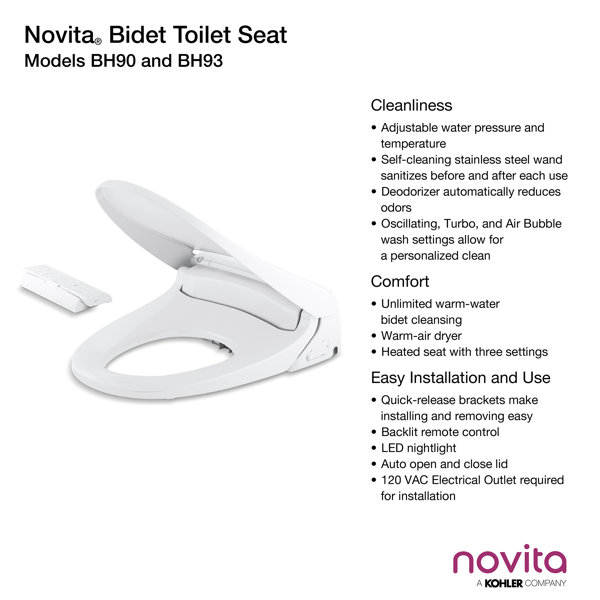 Kohler Novita Elongated Cleansing Toilet Seat White & Reviews Wayfair